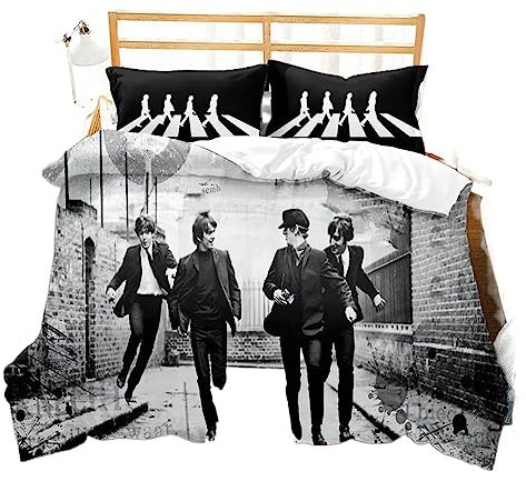 GYORI The Beles Bettwäsche-Set,3D-Rockband, Kinderbettwäsche Jungen,Rock'n' Roll, Bettbezug-Set Mit Kissenbezug 80x80,Bettwäsche,deko Für Zimmer (B,90x200+75x50cm)