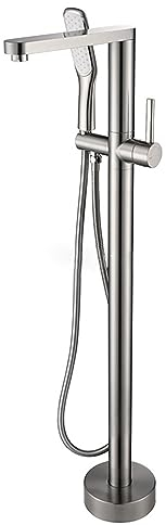 Robinet de Baignoire ilot, Mitigeur Monocommande 2 Modes Mitigeur Baignoire Sur Pied, Mitigeur Salle De Bain Orientable 360°,dessin