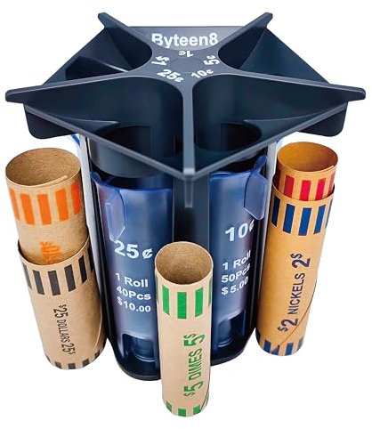 Byteen8 Münzzähler, Münzsortierer, kreativer 5-in-1 Wechselsortierer, Münzroller, Münzroller, Münzbankhalter, Münzverpackung, super einfach zu bedienen und präzise, tolles Geschenk für Kinder