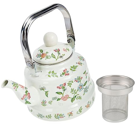 DELURA Enamel Kettle Turkish Tea Set Coffee Pot for Camping Japanese Tea Pots Stovetop Whistling Kettle Enameled Kettle Small Ceramic Teapot Stovetop Kettle Wear-resistant Water Kettle/325