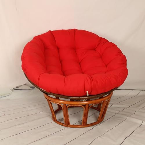 Papasansessel Kissen, Kissen für Hängesessel, wasserdichte Kissen Rund, Stuhlkissen Outdoor, Sitzkissen Gartenstuhl, Rot, 120CM