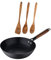 MasterPRO Set Wok + Utensilien - Traditioneller Wok mit einer Kurve: 24 cm in gepresstem Eisen, ideal für eine schnelle und einheitliche Küche asiatischer Gerichte und vieles mehr.
