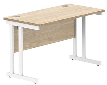 office hippo Essentials Rechteckiger Schreibtisch-Computer-Arbeitsplatz, Heimbürotisch mit Kabelanschluss-Management, 120 x 60 cm, Holz, Kanadische Eiche