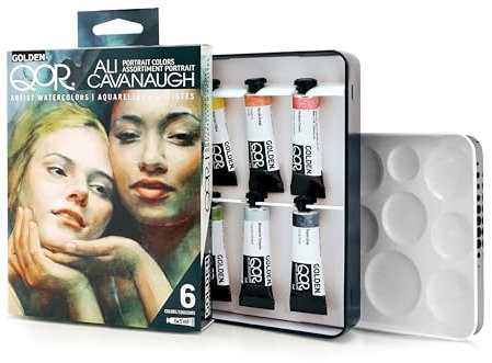 Golden QoR Ali Cavanaugh Lot de 6 tubes de peinture aquarelle professionnelle de 5 ml