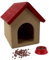 Miniatur-Hundehütte mit Hundenapf und Hundefutter,Puppenhaus-Zwinger im Maßstab 1:12,hölzernes Haustierhaus,Puppenhaus-Möbel für Puppenhaus-Zubehör,Dekoration