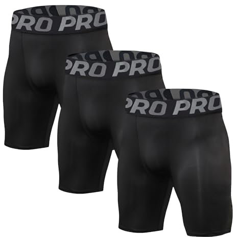 LNFINTDO 3er Pack Kompressionsshorts Herren Schnelltrocknendes Kompressionshose Kurze Atmungsaktiv Baselayer Sporthose Männer Laufunterwäsche Radlerhose
