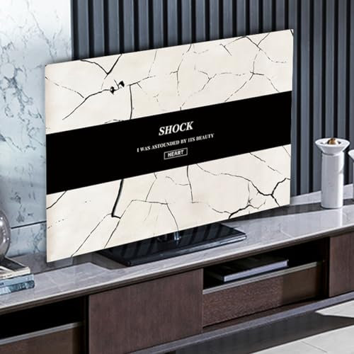 VUT Protezione per Copertura TV Antipolvere con Motivo di Giunzione in Bianco E Nero per Schermi Piatti Curvi Copertura per Televisori Moderni per Interni Universale(Size:22in(54x35cm),Color:A)
