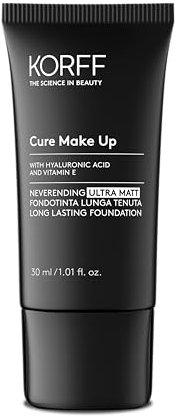 Korff Neverending Ultra Matt Foundation, langanhaltender Halt bis zu 8 Stunden, Matt-Effekt mit Hyaluronsäure, Vitamin E, Crème, SPF30, 30 ml