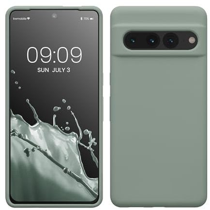 kwmobile Cover per Google Pixel 7 Pro Custodia - Back Case per Smartphone in Silicone TPU - Protezione Gommata - verde affumicato