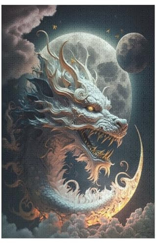 Drachen Holzpuzzle 1000 Teile Klassische Puzzles Erwachsene Kinder Puzzle DIY Kit Holzspielzeug Einzigartiges Geschenk Moderne Wohnkultur （78×53cm）