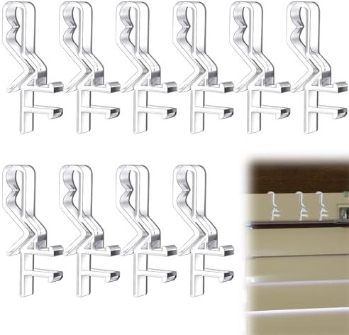 10PCS Valance Clips Transparent Plastic Window Blind Clips Hidden Channel 1.87Inch Valance Blind Clips for Horizontal Mini Wood Blinds Retainer Holder for The Valance with a Groove in The Back
