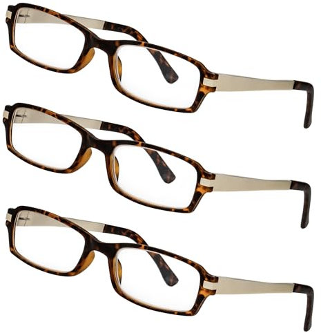 LEXXOO – Hochwertige 3 Pack Lesebrille in Gold +1,5 Dioptrien - Klare Sicht dank hochwertiger Gläser – Leichtes und modernes Design - Fertiglesebrille für angenehmes Lesen und Arbeiten