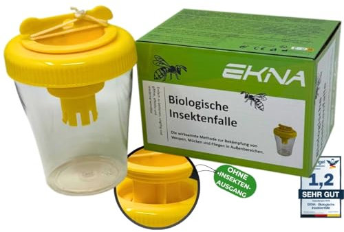 EKNA Fliegen und Wespenfalle XXL - Bio Wespenfalle für draußen - Tierschonende Hornissen- & Bienenfalle für draußen zum aufhängen & hinstellen - 100% Umwelt- & Nervenschonend! (1x Falle)