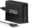 USB C Ladegerät 210W GaN, Mehrfach USBC Ladegerät【6USB-C+2USB-A】 Schnellladegerät PD 3.0 USB C Charger Power Netzteil Kompatibel mit iPhone 12/13/14/15 Serie/MacBook Pro/Galaxy S23/S22/S21(Schwarz)