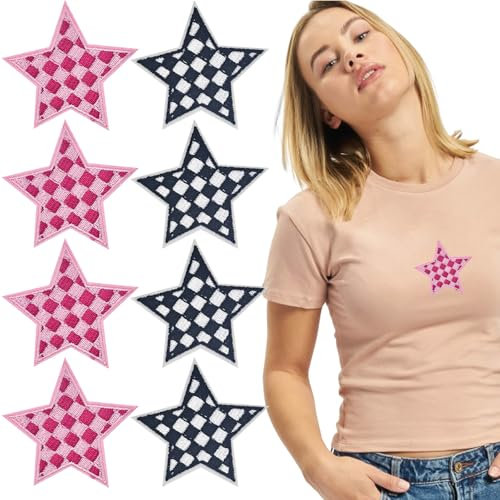 16pcs Black and White Racing Day Race Day Race Car Checkered Flag Star Iron On Embroidered Patches