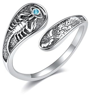 HUKKUN Skorpion Ring 925er Sterlingsilber Skorpion Löffelring für Frauen Skorpion Schmuck für Frauen