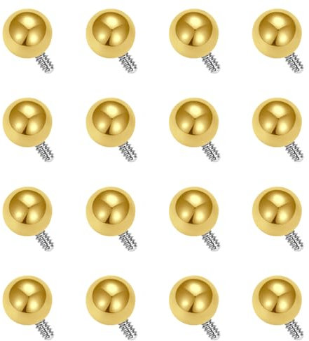 WillTen 16Stück Interne Piercing Kugeln Gold, 16G 3mm Bauchnabel Kugeln, Septum Metallkugeln für Industrielle Nippel Schmuck Zunge Bars Augenbraue