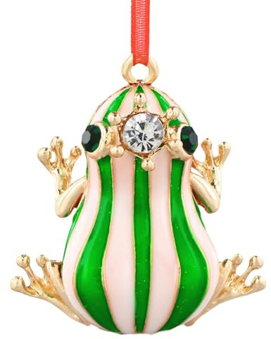 GROWTHMAGIC Weihnachtsbaumschmuck – 5,1 x 5,6 cm, grüner Metall-Frosch, Weihnachtsschmuck 2024 mit Strasssteinen, Weihnachtsdekoration, Geschenke für Männer und Jungen