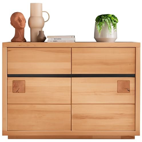 Lomadox Sideboard 120 cm breit Kommode Anrichte Schrank Wohnzimmerschrank Wohnzimmermöbel Möbel in Buche massiv geölt