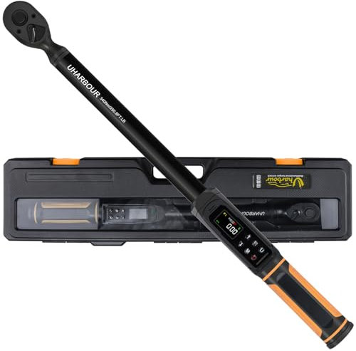 Uharbour Digital Torque Wrench 1/2 Drive, Electric Torque Wrench 5.1-340 Nm Range, ±1% Accuracy with Vibration, Buzzer and LED Alert, Suitable for Cars, Motorcycles and Bicycles