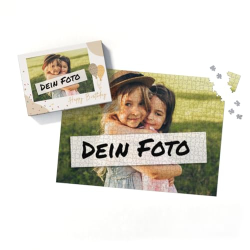 Puzzle 1000 Teile personalisiert mit eigenem Foto - Happy Birthday | Hochauflösender Druck, produziert in Deutschland, Motiv Happy Birthday, ideal zum Geburtstag, für Erwachsene