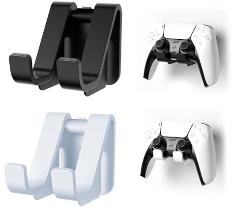 Soporte Mando, Pared Cascos Auriculares para PS4, PS5, Xbox One, Switch Accesorios de Juego Blanco y Negro, 2 Piezas