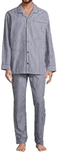 Seidensticker Herren Web-Pyjama – 100% Baumwolle, Langarm mit V-Ausschnitt & Knopfleiste, Hose mit elastischem Bund, Taschen & Bindeband – Weiche Webware für natürlichen Komfort und entspannte Nächte