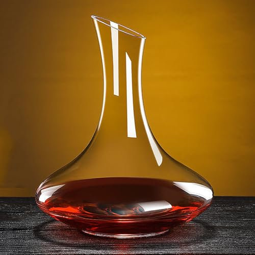 Lvpradior Décanteur de vin rouge, aérateur de carafe en verre, carafe à vin cristal 100 % sans plomb, aérateur de vin unique et accessoire pour les amateurs de vin (1,5 L-4)