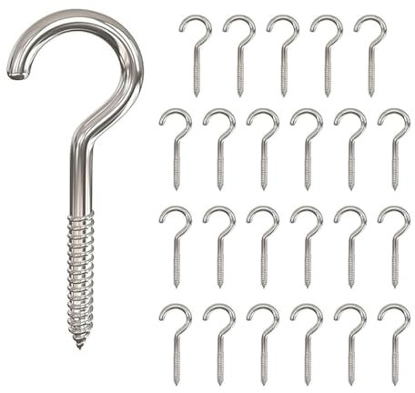 MindWissUp 24 Pezzi Ganci a Vite con Anello Aperto da 2.6 pollice/65mm, Ganci a Vite per Soffitto Nichelati, per Pareti Interni ed Esterni, per Appendere Piante, Tazze, Mensole per Cucina