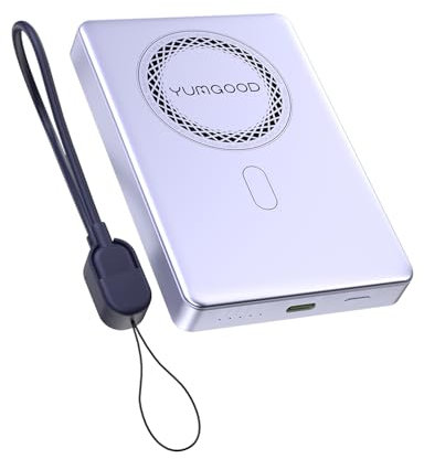 YUMGOOD Magnetic Power Bank Slim 0.5 ’’ Portable Charger with PD 20W Fast Charging 10000mAh Battery Pack with MagSafe for iPhone 17/16/15/14/13 Pro/Pro Max/Air