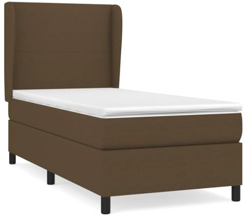 HEFZGDB Boxspringbett mit Matratze Dunkelbraun 90x190 cm Stoff Single Bed Gästebett Doppelbett Bettrahmen für Herberge Schlafzimmer Gästezimmer Wohnbereich