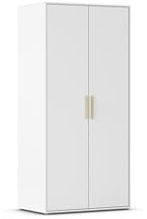 Rauch Möbel Hamilton, Kleiderschrank, Schrank, Garderobe, Organizer, 2-türig, Farbe Weiß, Holzgriff Eiche Massiv, 93x194x54cm