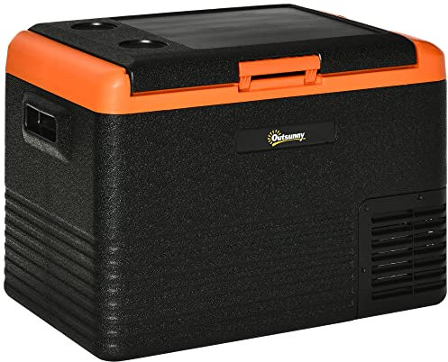 Outsunny Nevera Portátil Eléctrica 40L Refrigerador de Coche 12V/24V hasta -20℃ Mini Frigorífico con Compresor Pantalla LED Táctil para Hogar Camping Viajes Automóvil 58,7x36,5x43,8 cm Negro