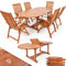 Casaria® Ensemble de Salon de Jardin Vanamo 1 Table Extensible Type Papillon 6 chaises Bois d'eucalyptus certifié FSC®