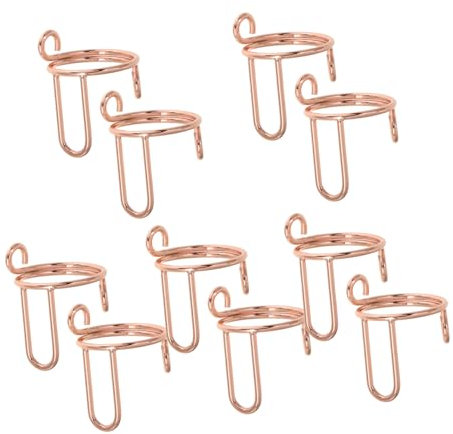 VICASKY 10 Pcs Rose Gold Metal Adjustable Fingertip Nail Rings Removable Nail Decoration Kit for French Manicure Accessories