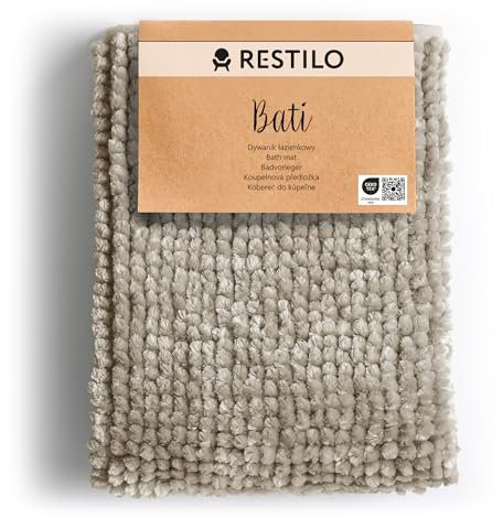 RESTILO Badematte 70 x 120 cm Badteppich Badvorleger rutschfest Bati Beige