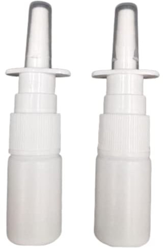 2 Stück Kunststoff-Nasenspray-Flaschen, weiß, leer, Pumpzerstäuber, medizinische Nebelnase, nachfüllbare Flasche, 10 ml