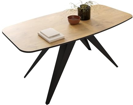 Mirjan24 Tisch für Esszimmer Fuzrikt, Rechteckiger Esstisch, Praktischer Auszugstisch, Küchentisch, Esszimmertisch, Ausziehtisch (Schwarz/Eiche Lancelot,)