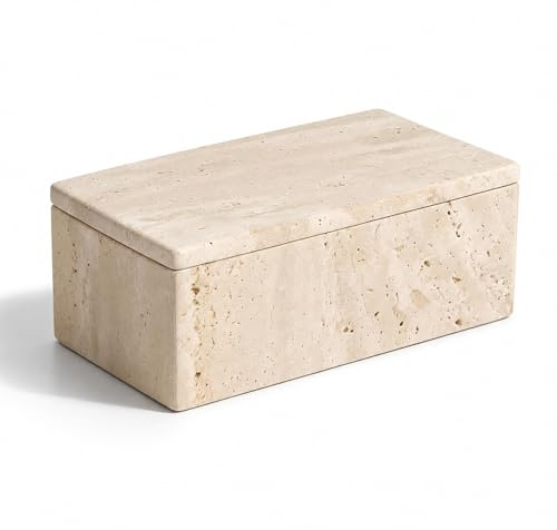 Contenedores de almacenamiento de mármol natural (redondos, cuadrados, rectangulares), soporte de hisopo de algodón, organizadores con tapas, caja de piedra travertino para Qtips, maquillaje