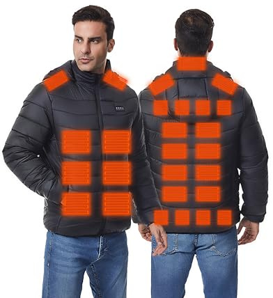 Monave Beheizbare Jacket Herren Damen Beheizbare Weste Heizweste Wärmeweste mit 3 Modi für Motorrad Camping Schifahren Tägliches Tragen Arbeit im Freien (Powerbank Nicht inbegriffen)
