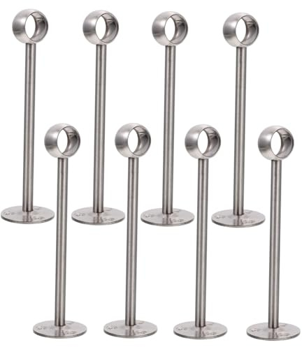 HEALLILY Lot de 8 supports de fixation de plafond robustes pour tringle de placard en acier inoxydable pour rideaux et penderies