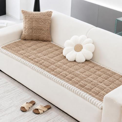 Capslpad Dicke Sofa überzug Waschbar Couch Überzug rutschfest 2 3 4 Sitzer Weiche Sofa Cover Sofabezug Sofaschoner für Wohnzimmer Couch Cover Möbelschutz Weich Haustiermatte (Braun, 70x180cm)