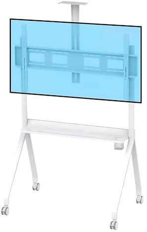 SHEUAO Professional Tv-Ständer Standfuß Für Flachbildschirm LCD Led Plasma Höhenverstellbar 42-86 Zoll/55-120zoll (Bis 150 Kg/180kg Tragkraft),Für Büro Klassenzimmer Zuhause White-55-120in