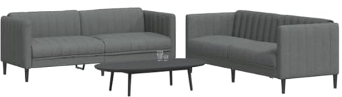 Holamys 2-TLG. Sofagarnitur Dunkelgrau Stoff, Gemütliches 2er & 3er Sofa Set, Langlebiges Wohnzimmer Möbel für Entspannung und Komfort, Modernes Design