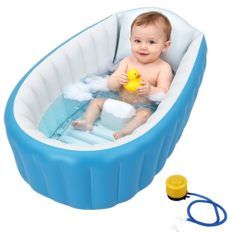 MEHOOSPVN Vasca da bagno gonfiabile per bambini, vasca da bagno per bambini con pompa ad aria, da viaggio portatile per la doccia per bambini, piatto doccia antiscivolo mini aria piscina per neonati