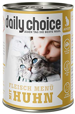daily choice - 24 x 400 g (Dose) - Nassfutter für Katzen - getreidefrei - Fleischmenü mit Huhn - Hoher Fleischanteil (70%) Pures Fleisch und Innereien