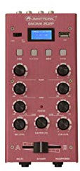 OMNITRONIC GNOME-202P - Mini batidora roja para DJ de 2 canales con Bluetooth y reproductor de MP3 en formato miniatura | Entrada de micrófono ajustable/salida de auriculares mediante conector de