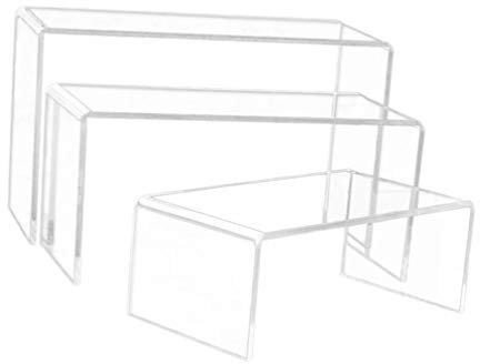 Garneck 3 Stücke Klar Acryl Display Riser Platz Riser Stand Display Rack Schmuck Display Riser Schaufenster für Pop Figur Display