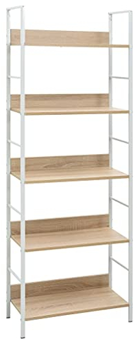 vidaXL Bücherregal 5 Regalböden Standregal Metallregal Küchenregal Schuhregal Bücherschrank Regal Eiche-Optik 60×27,6×158,5 Holzwerkstoff