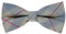 MASADA Herren beige karierte Fliege blau bordeaux Streifen vorgebunden, stufenlos verstellbar, handgefertigt mit Hakenverschluss - 12 x 6 cm